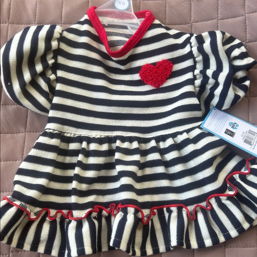 Draper James  Striped Dress with Red Heart Accent doggie dress